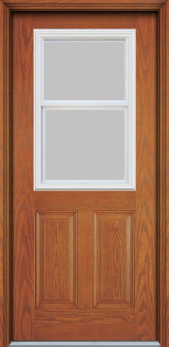 80" Vent 1/2 Lite 2 Panel Woodgrain Fiberglass Single Door, WBD Impact