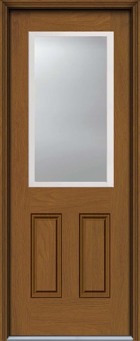 96" 1/2 Lite 2 Panel Woodgrain Fiberglass Single Door, WBD Impact