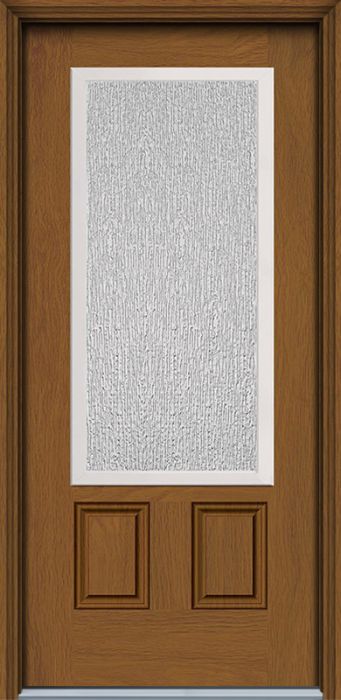 80" Rain 3/4 Lite 2 Panel Modern Woodgrain Fiberglass Single Door, WBD Impact