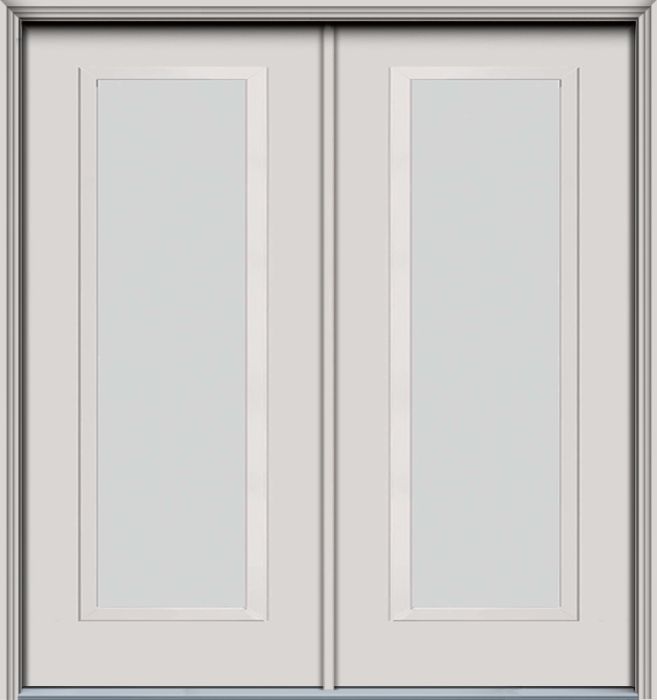 80" Blanca Narrow Full Lite Contemporary Smooth Fiberglass Double Door, WBD Impact