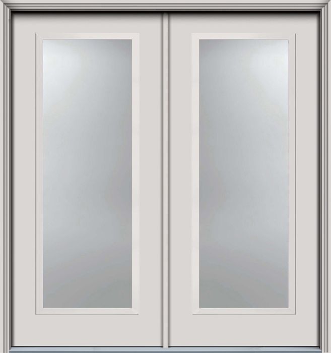 80" Narrow Full Lite Contemporary Smooth Fiberglass Double Door, HVHZ Impact