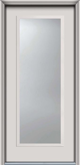 80" Low-E Narrow Full Lite Contemporary Smooth Fiberglass Single Door, WBD Impact