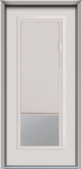 80" Blink Blinds Narrow Full Lite Contemporary Smooth Fiberglass Single Door, HVHZ Impact
