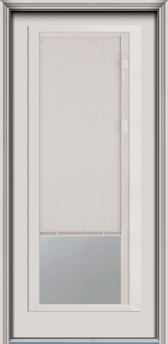 80" Blink Blinds Narrow Full Lite Contemporary Smooth Fiberglass Single Door, WBD Impact