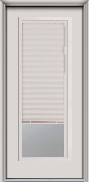 80" Blink Blinds Low-E Narrow Full Lite Contemporary Smooth Fiberglass Single Door, WBD Impact