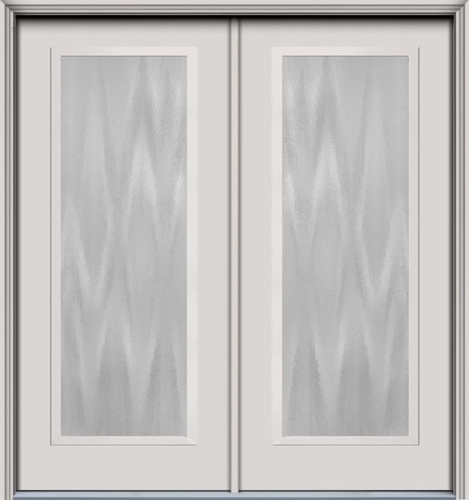 80" Chinchilla Full Lite Contemporary Smooth Fiberglass Double Door, HVHZ Impact