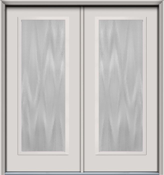 80" Chinchilla Full Lite Contemporary Smooth Fiberglass Double Door, WBD Impact