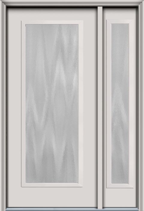 80" Chinchilla Full Lite Contemporary Smooth Fiberglass Single Door, Sidelite, WBD Impact