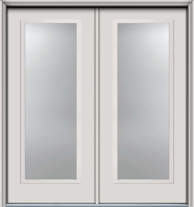80" Full Lite Contemporary Smooth Fiberglass Double Door, WBD Impact