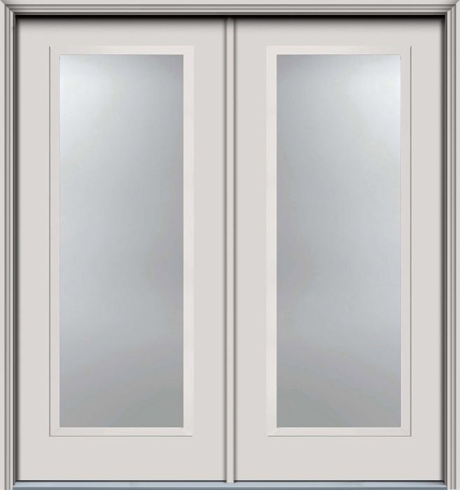 80" Low-E Full Lite Contemporary Smooth Fiberglass Double Door, HVHZ Impact