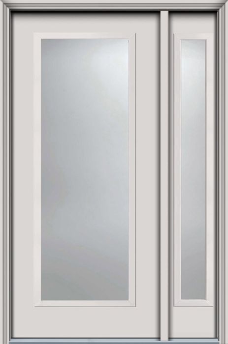80" Low-E Full Lite Contemporary Smooth Fiberglass Single Door, Sidelite, WBD Impact