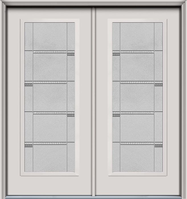 80" Crosswalk Full Lite Contemporary Smooth Fiberglass Double Door, HVHZ Impact