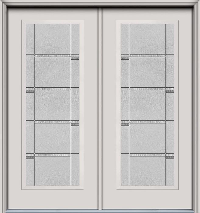 80" Crosswalk Full Lite Contemporary Smooth Fiberglass Double Door, WBD Impact