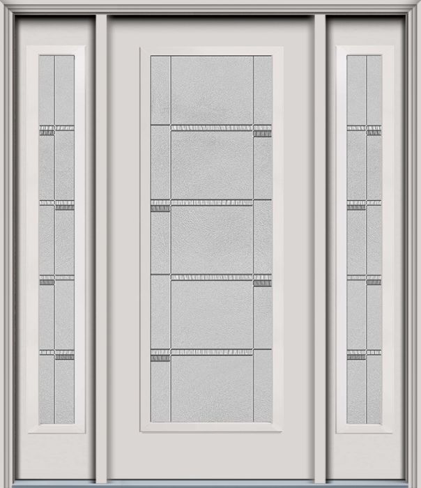 80" Crosswalk Full Lite Contemporary Smooth Fiberglass Single Door, Sidelites, WBD Impact