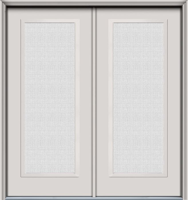 80" Linen Full Lite Contemporary Smooth Fiberglass Double Door, WBD Impact