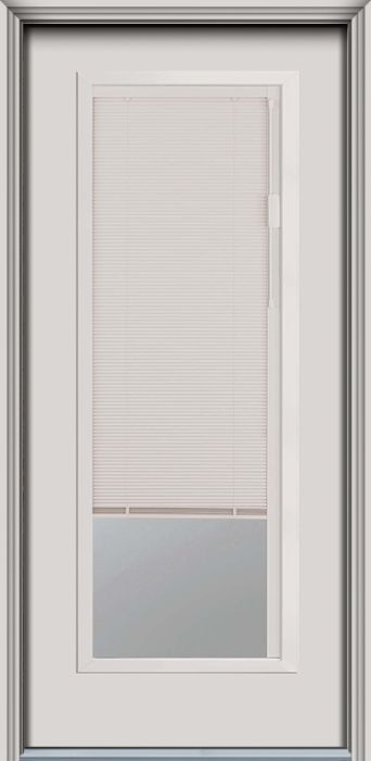 80" Blink Blinds Full Lite Contemporary Smooth Fiberglass Single Door, HVHZ Impact
