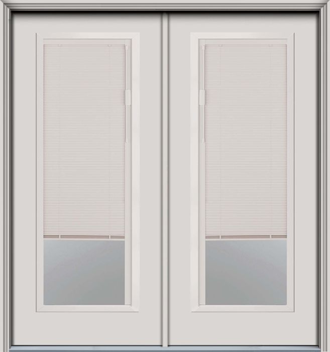 80" Blink Blinds Full Lite Contemporary Smooth Fiberglass Double Door, WBD Impact