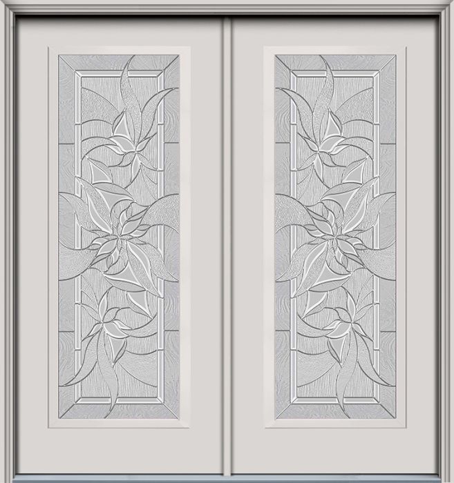 80" Renewed Impressions Full Lite Contemporary Smooth Fiberglass Double Door, WBD Impact