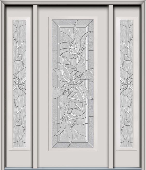80" Renewed Impressions Full Lite Contemporary Smooth Fiberglass Single Door, Sidelites, WBD Impact