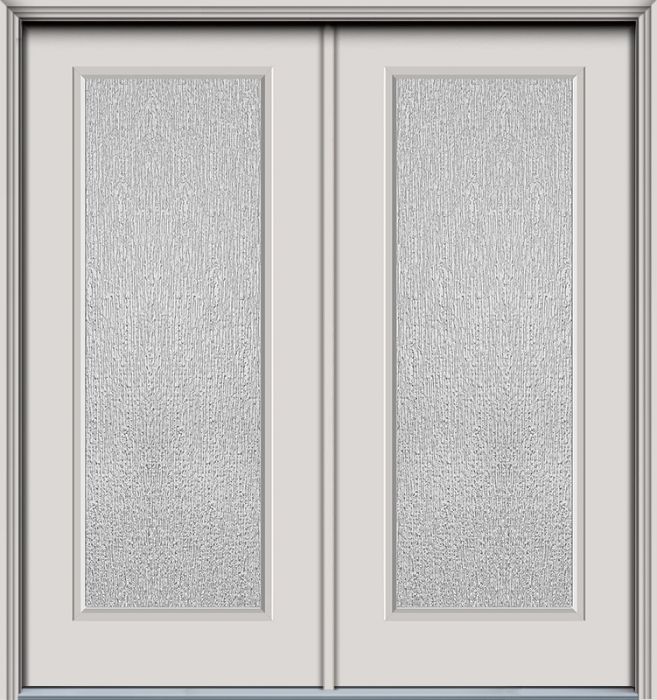 80" Rain Full Lite Contemporary Smooth Fiberglass Double Door, HVHZ Impact