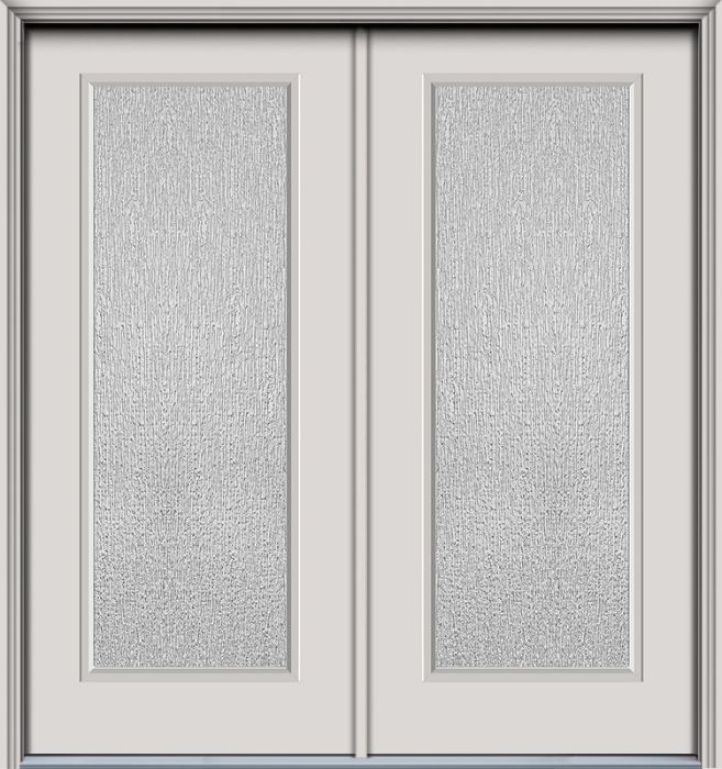 80" Rain Full Lite Contemporary Smooth Fiberglass Double Door, WBD Impact