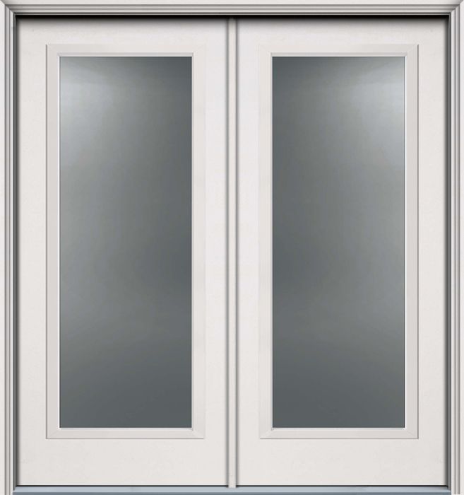 80" Turtle Full Lite Contemporary Smooth Fiberglass Double Door, WBD Impact