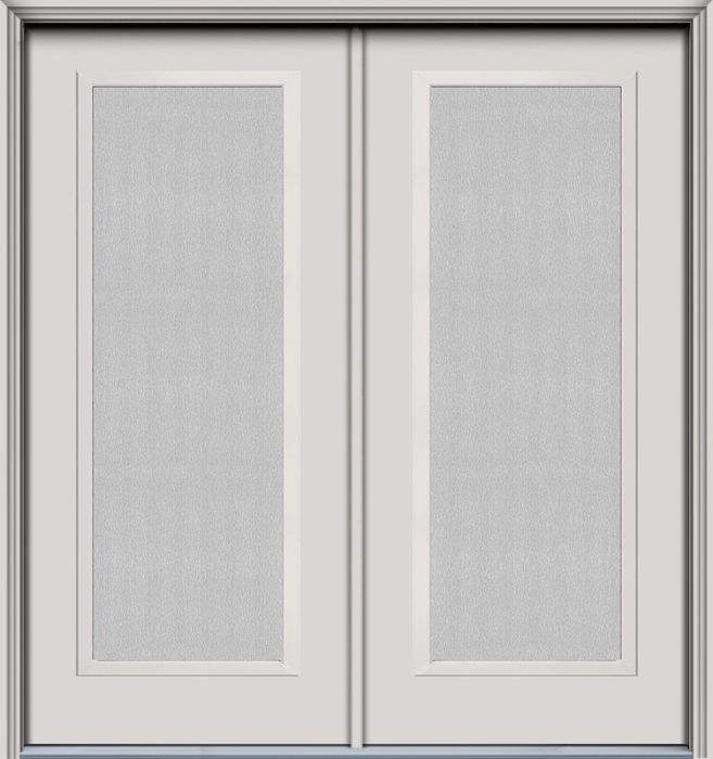 80" Streamed Full Lite Contemporary Smooth Fiberglass Double Door, HVHZ Impact