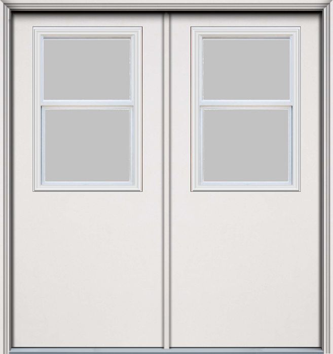 80" Vent 1/2 Lite Smooth Fiberglass Double Door, WBD Impact