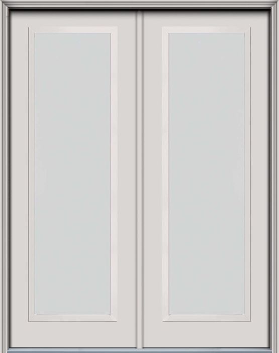 96" Blanca Narrow Full Lite Contemporary Smooth Fiberglass Double Door, HVHZ Impact
