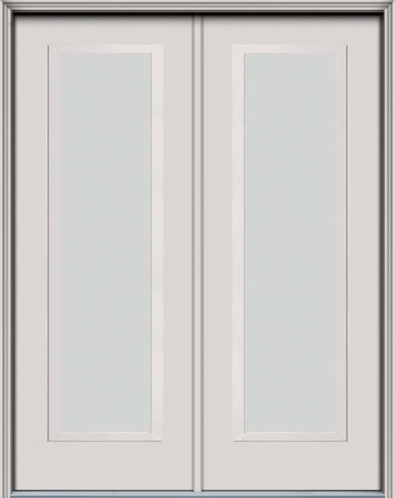 96" Blanca Narrow Full Lite Contemporary Smooth Fiberglass Double Door, WBD Impact