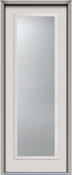 96" Narrow Full Lite Contemporary Smooth Fiberglass Single Door, HVHZ Impact