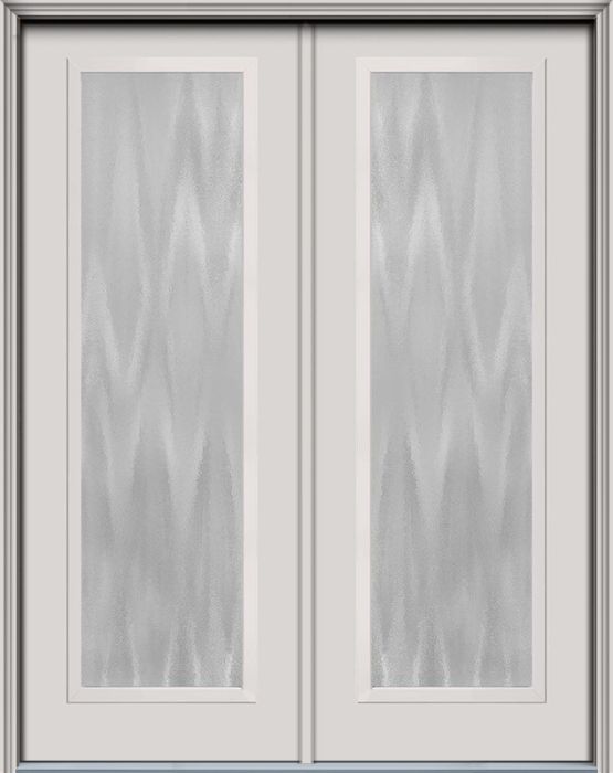 96" Chinchilla Full Lite Contemporary Smooth Fiberglass Double Door, HVHZ Impact