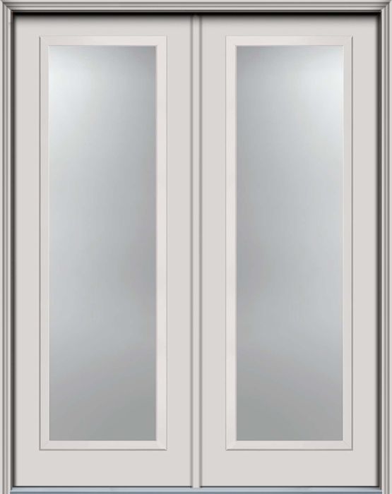 96" Full Lite Contemporary Smooth Fiberglass Double Door, WBD Impact