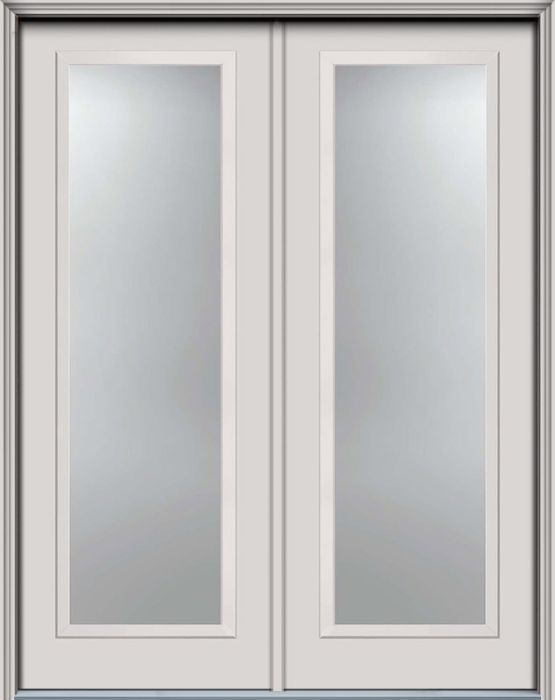 96" Low-E Full Lite Contemporary Smooth Fiberglass Double Door, HVHZ Impact