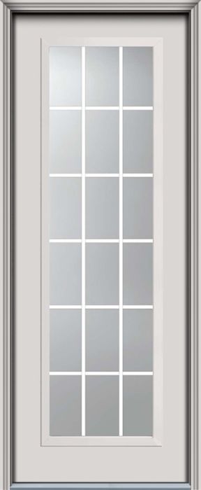 96" Full Lite, 18 Lite GBG Colonial Smooth Fiberglass Single Door, WBD Impact