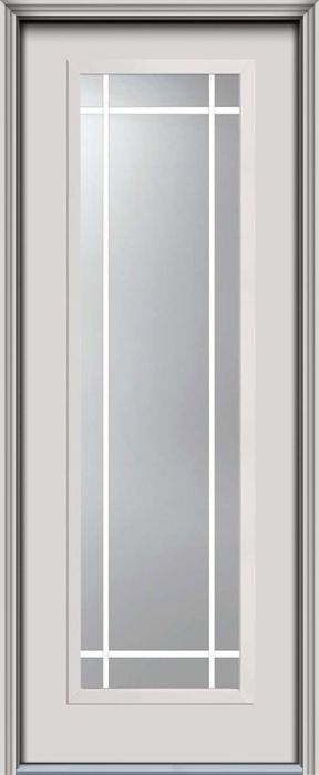 96" Low-E Prairie Full Lite GBG Smooth Fiberglass Single Door, WBD Impact