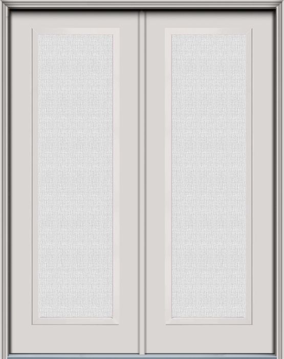 96" Linen Full Lite Contemporary Smooth Fiberglass Double Door, WBD Impact