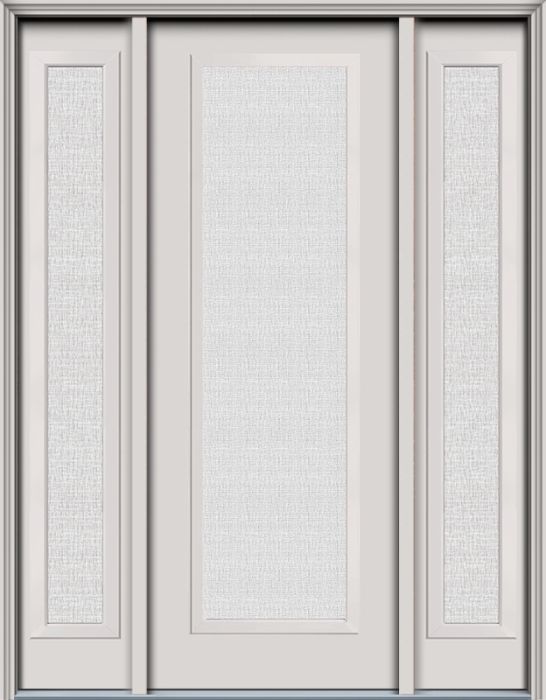 96" Linen Full Lite Contemporary Smooth Fiberglass Single Door, Sidelites, HVHZ Impact