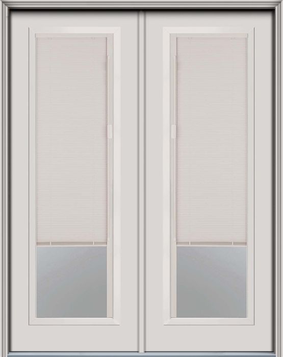 96" Blink Blinds Full Lite Contemporary Smooth Fiberglass Double Door, HVHZ Impact