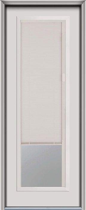 96" Blink Blinds Low-E Full Lite Contemporary Smooth Fiberglass Single Door, HVHZ Impact