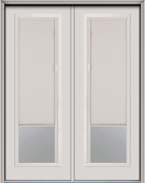 96" Blink Blinds Low-E Full Lite Contemporary Smooth Fiberglass Double Door, WBD Impact