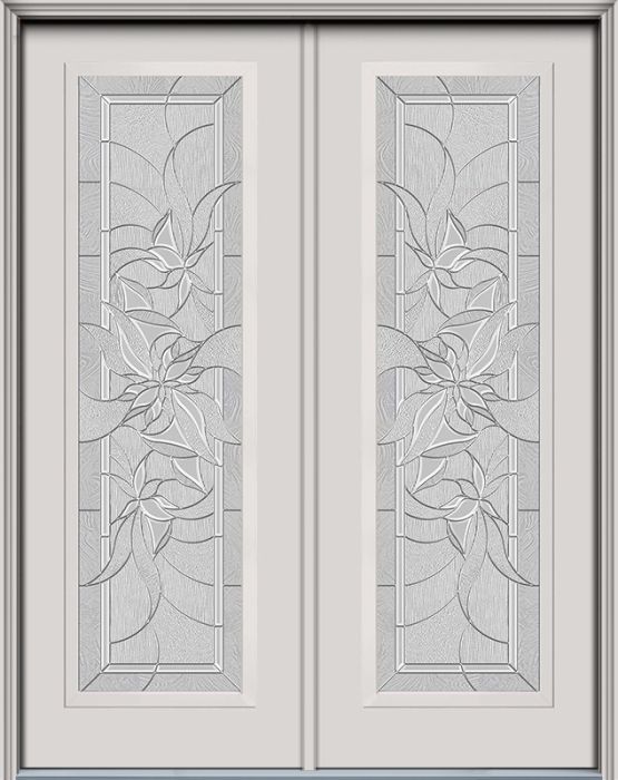 96" Renewed Impressions Full Lite Contemporary Smooth Fiberglass Double Door, HVHZ Impact