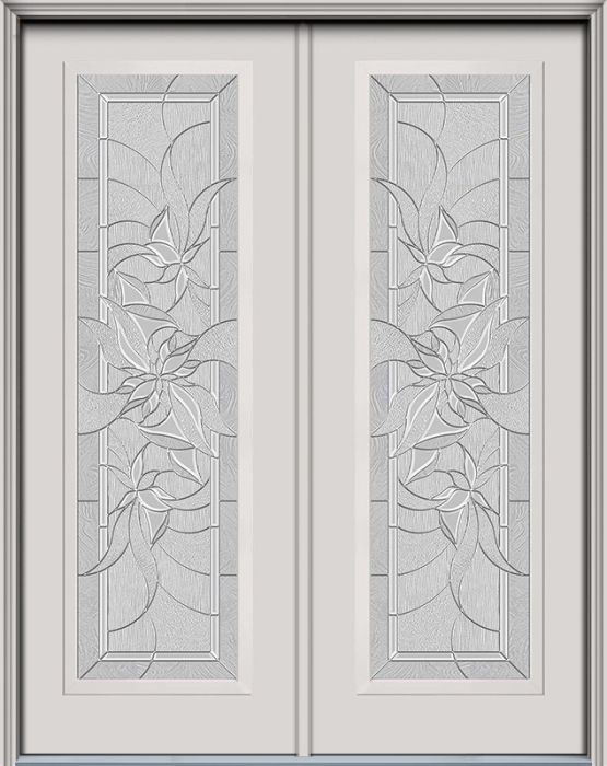96" Renewed Impressions Full Lite Contemporary Smooth Fiberglass Double Door, WBD Impact