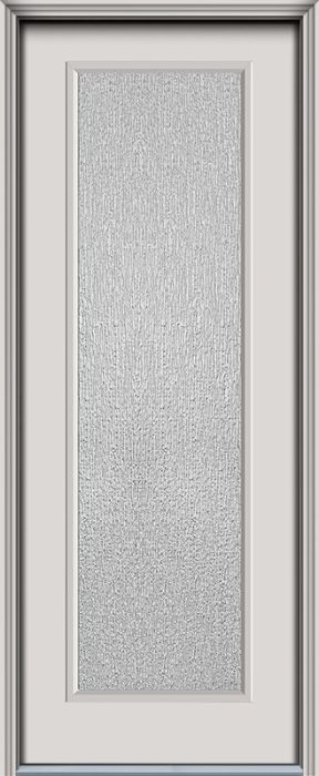 96" Rain Full Lite Contemporary Smooth Fiberglass Single Door, HVHZ Impact