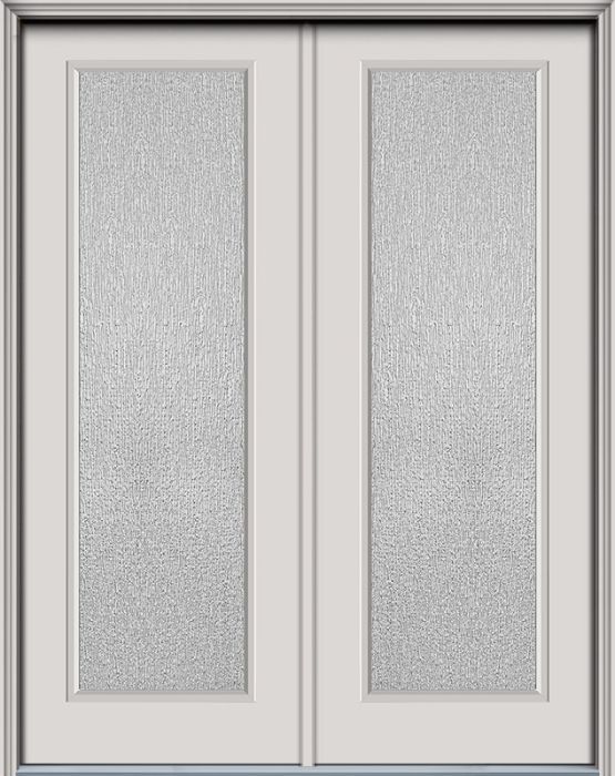 96" Rain Full Lite Contemporary Smooth Fiberglass Double Door, HVHZ Impact