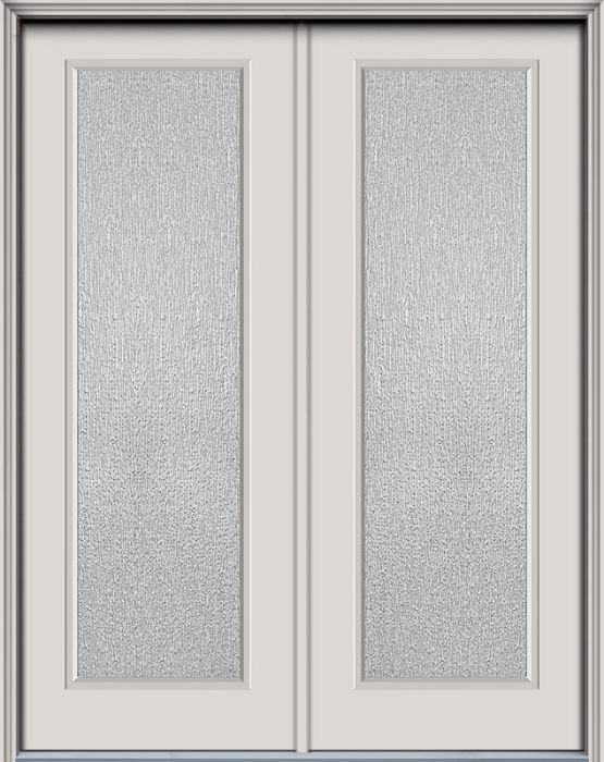 96" Rain Full Lite Contemporary Smooth Fiberglass Double Door, WBD Impact