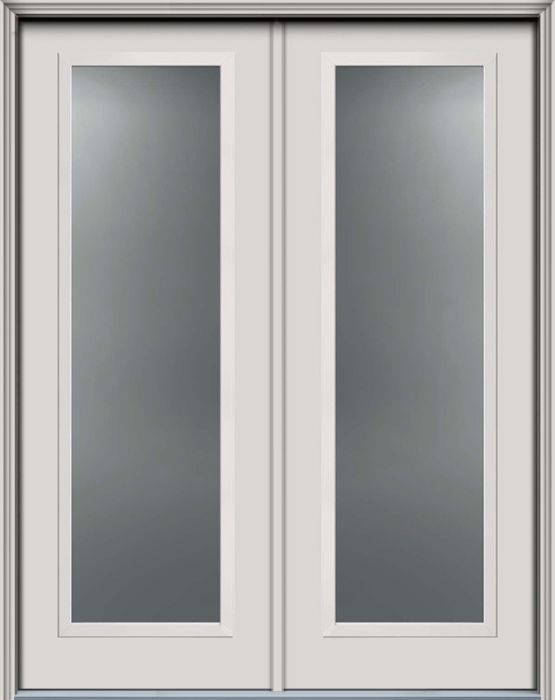 96" Turtle Full Lite Contemporary Smooth Fiberglass Double Door, HVHZ Impact