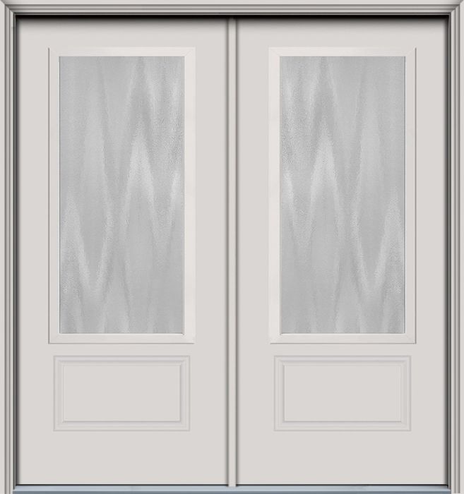 80" Chinchilla 3/4 Lite 1 Panel Modern Smooth Fiberglass Double Door, HVHZ Impact