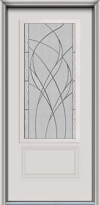 80" Waterside 3/4 Lite 1 Panel Contemporary Smooth Fiberglass Single Door, HVHZ Impact