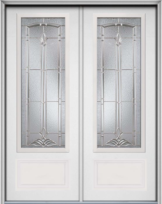 96" Bristol 3/4 Lite 1 Panel Smooth Fiberglass Double Door, WBD Impact